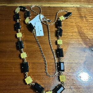 Kate Spade Black and Yellow Rectangular Necklace 19" drop